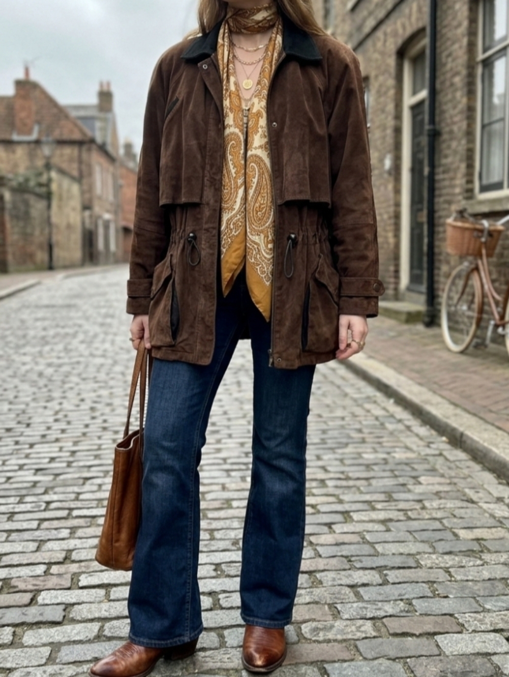 Smart Set Vintage 90's Brown Suede Mid Length Jacket M